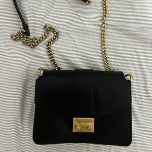 Forever 21 Black Crossbody Bag with Gold Chain